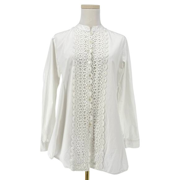 Roberta Roller Rabbit White Eyelet Embroidery Button Front Shirt Casual Boho S - Picture 1 of 7
